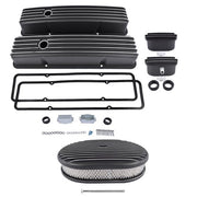 DURAFORCE For Chevy SBC 58-86 Finned Tall Valve Covers & 12" Air Cleaner & Breather Kit