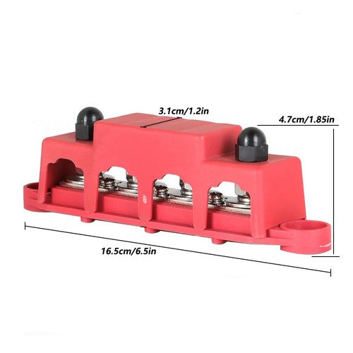 DURAFORCE Red 4 Post Busbar Bus Bar Power Distribution Block With Cover 5/16" 12V 250A