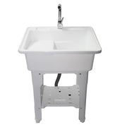 DURAFORCE 80 Freestanding Sink Commercial Laundry & Utility Room Sinks with Faucet White