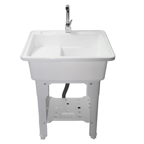DURAFORCE 80 Freestanding Sink Commercial Laundry & Utility Room Sinks with Faucet White