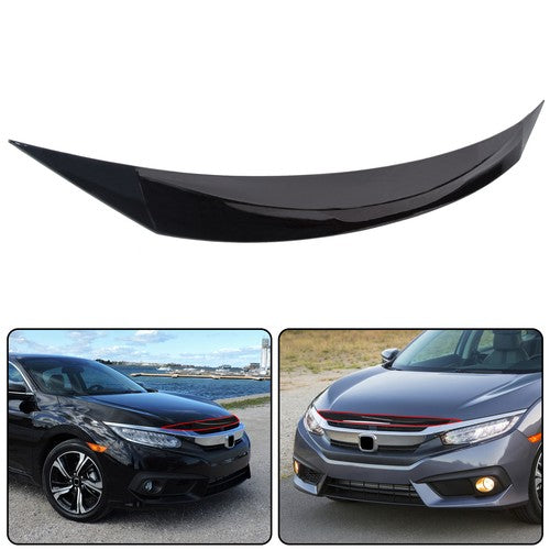 Gloss Black Front Hood Bumper Upper Nose Cover for Honda Civic Si 2016-2021