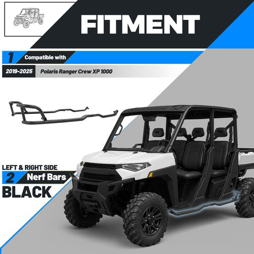 Rock Sliders Nerf Bars Side Steps for Polaris Ranger Crew XP 1000 2019-25 24