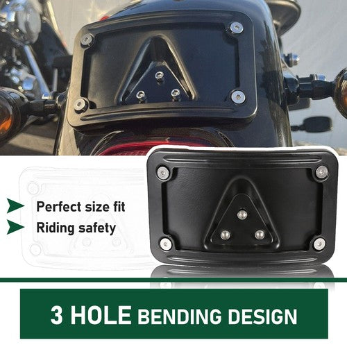 DURAFORCE Curved Laydown License Plate Mount Bracket For Harley Sportster Dyna Softail