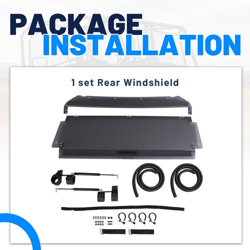 Rear Smoke Windshield for Honda Pioneer 1000-5 2016 2017 18 UTV Install Kit