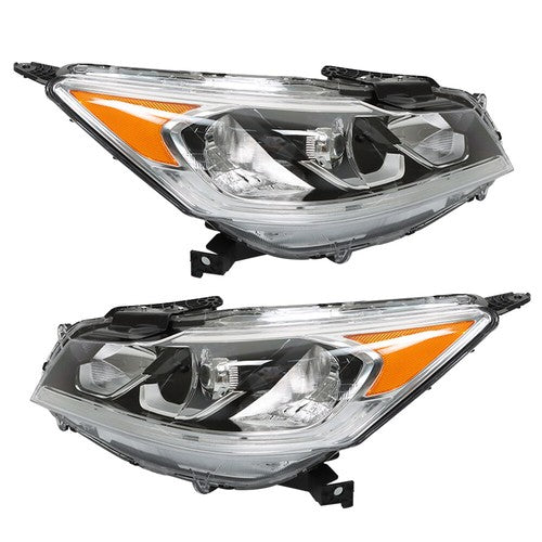 DURAFORCE Halogen W/LED DRL Headlights For 16-17 Honda Accord Chrome Driver+Passenger Pair