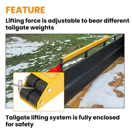 DURAFORCE Yellow 2 Sided Tailgate Utility Trailer Gate & Ramp Lift Assist System 350 lbs