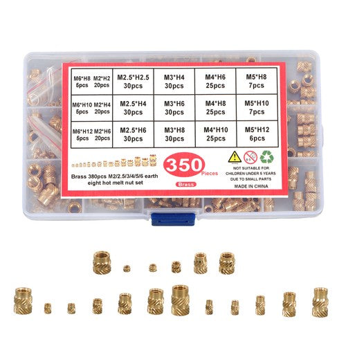 DURAFORCE 350Pack threaded inserts assortment kit M2-M6 metric internal thread rolled