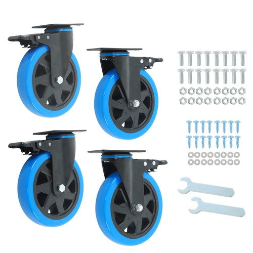 DURAFORCE 6 Inch Swivel Caster Wheels, Casters Set of 4 Heavy Duty with Brakes