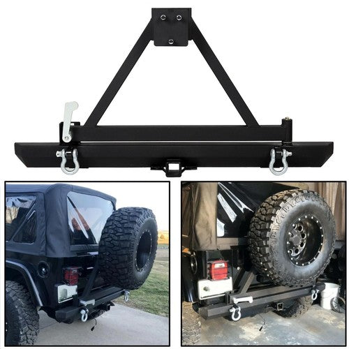 DURAFORCE Rear Bumper With Tire Carrier D Ring For Jeep Wrangler YJ 87 96 TJ 97 06