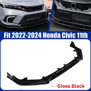 DURAFORCE Fit 2022-2024 Honda Civic LX EX Si Gloss Black Front Bumper Lip Splitter 3PCS