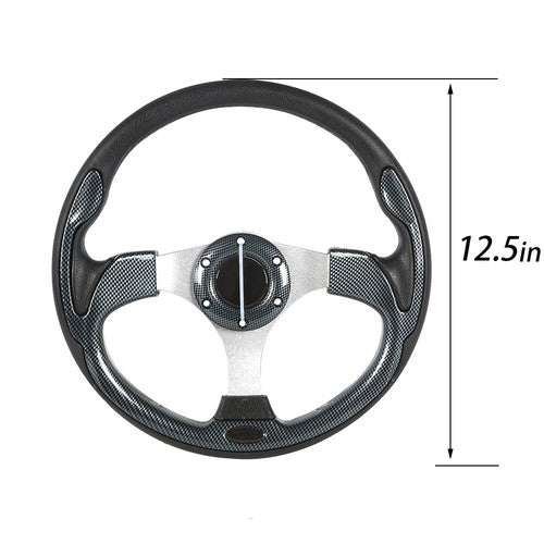 DURAFORCE Fit For Yamaha EZGO Club Car Golf Cart 12.5 inch Carbon Fiber Steering Wheel New