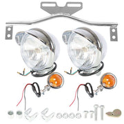 DURAFORCE Chrome Driving Spot Fog Light Bar W/ Bracket Turn Signal For Motorcycle Honda