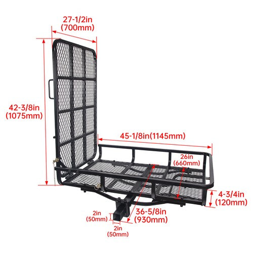 DURAFORCE Mobility Electric Wheelchair Hitch Carrier Mobility Scooter Loading Ramp 500 lbs