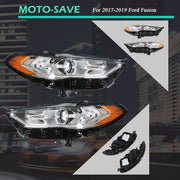 DURAFORCE Headlight Fit For Ford Fusion 2017-2019 Headlamps Driver + Passenger Side Pair