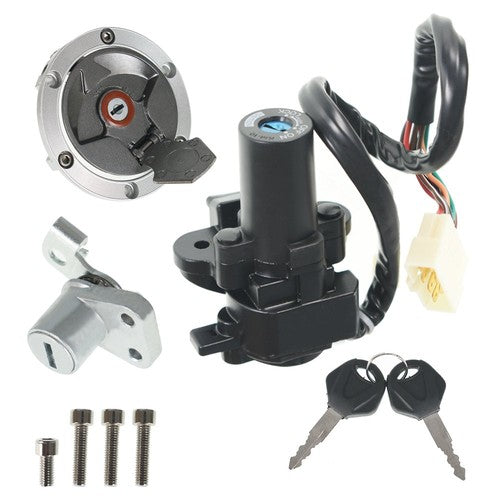 DURAFORCE NEW Ignition Switch Lock Gas Cap Cover Set For Kawasaki Ninja 250R EX250J 08-12