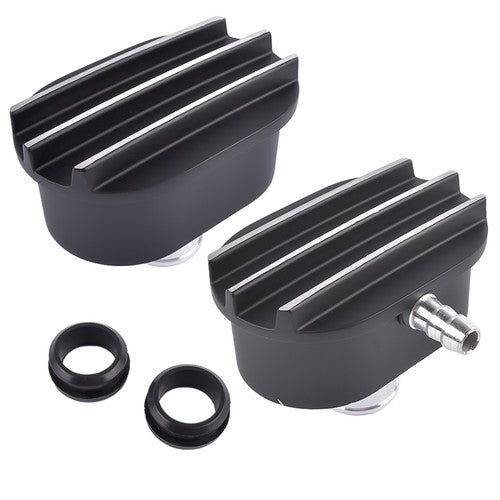 DURAFORCE Push-in Breather & PCV Combo Kit 1-1/4" Valve Cover Hole Black Aluminum Finned