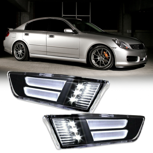 DURAFORCE LED Side Marker Lights Side Lamps Fit 2003 2004-2007 Infiniti G35 2DR Coupe 3.5l