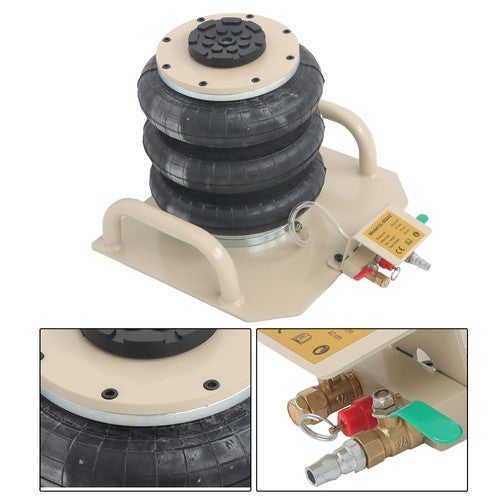 DURAFORCE Air Jack 3 Ton/6600lbs Pneumatic Triple Bag Air Jack w/ Side Handles & Six Steel