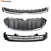 DURAFORCE Fits 2014-2016 Chevrolet Malibu Grill Front Upper/Center/Lower Grille Chrome Set