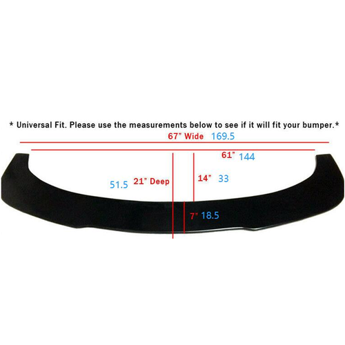 Universal 67 Inch by 21 Inch Front Bumper Lip Flat Splitter Plate Under Panel Diffuser