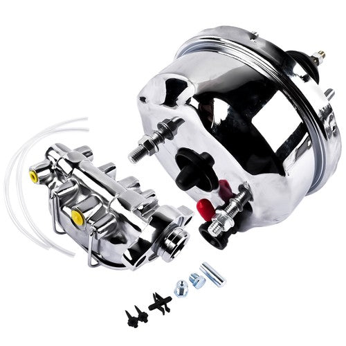 DURAFORCE New 7" Brake Booster with Bail Top Master Cylinder, 1" Bore, Chrome-Plated Steel