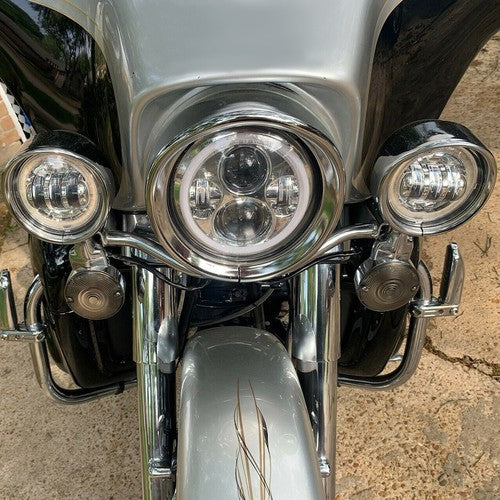 DURAFORCE 7" Headlight 4.5" Fog Light Visor Trim Ring Bezel Cover For Harley Dyna Softail