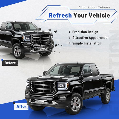 For GMC Sierra 1500 2016 2019 18 Front Bumper Lower Valance Air Deflector Black