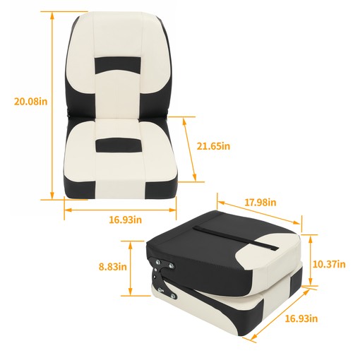 DURAFORCE Fishing Boat Seat Low Backrest Back Folding Down Black/White Waterproof