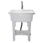 DURAFORCE 80 Freestanding Sink Commercial Laundry & Utility Room Sinks with Faucet White