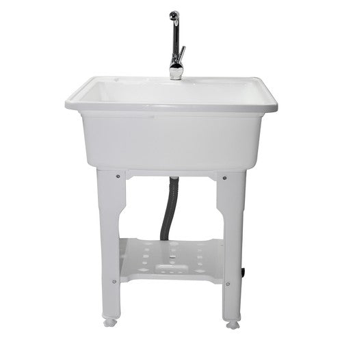 DURAFORCE 80 Freestanding Sink Commercial Laundry & Utility Room Sinks with Faucet White