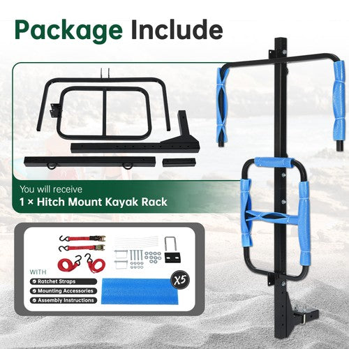 DURAFORCE RV Hitch Mount Kayak Rack Standing Kayak Carrier W/ 2'' Receiver Hitch Mount