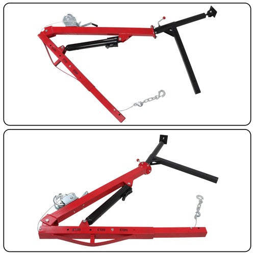 DURAFORCE 500Lbs Truck Hydraulic Dock Jib Engine Hoist Crane Hitch Mount Red