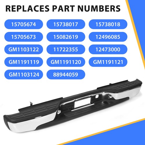 Complete Chrome Rear Bumper for 1999-2007 Chevy Silverado GMC Sierra 1500 2500