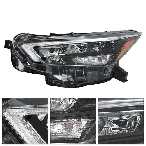 DURAFORCE Chrome For Nissan Versa 2020-2021 Left Side Headlight Replacement Clear Lens LED