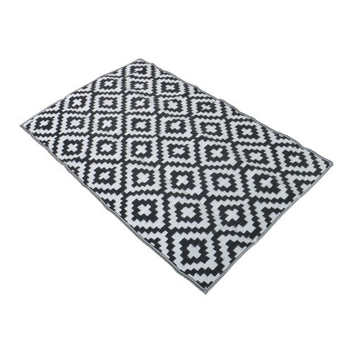 DURAFORCE Black & White 4x6FT Waterproof Outdoor Rug Outdoor Carpet For Patio Backyard