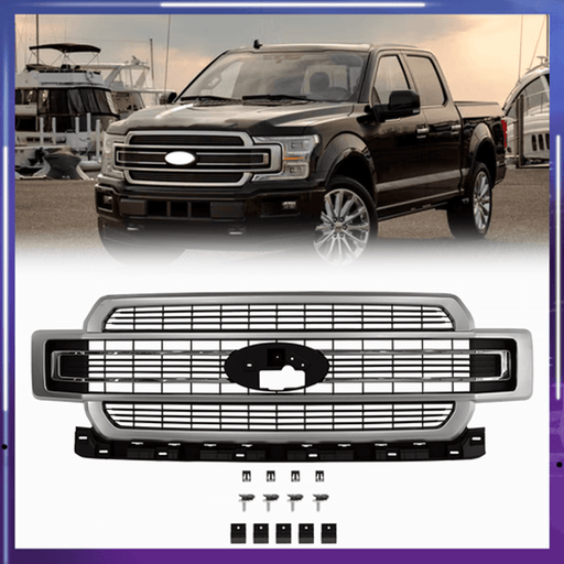DURAFORCE Ingot Silver Front Bumper Grille Grill For 2018-2020 Ford F-150 F150 Limited