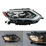 DURAFORCE Headlight Replacement For Nissan Rogue 2017 2018 2019 Right Side Chrome Housing