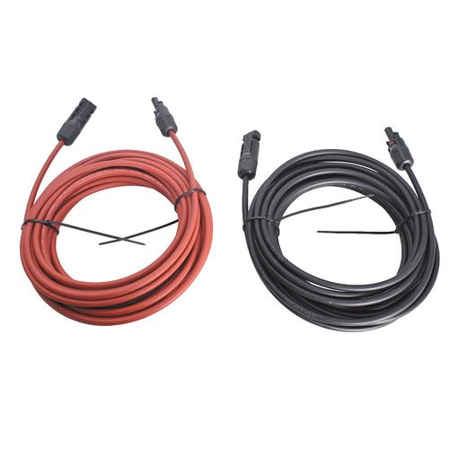 DURAFORCE Solar Panel Extension Cable Wire Connector 1 Pair 30ft Black + Red 12AWG New