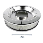 DURAFORCE 14 Full Finned Aluminum Round Air Cleaner Air Filter Kit Polished Recessed Base