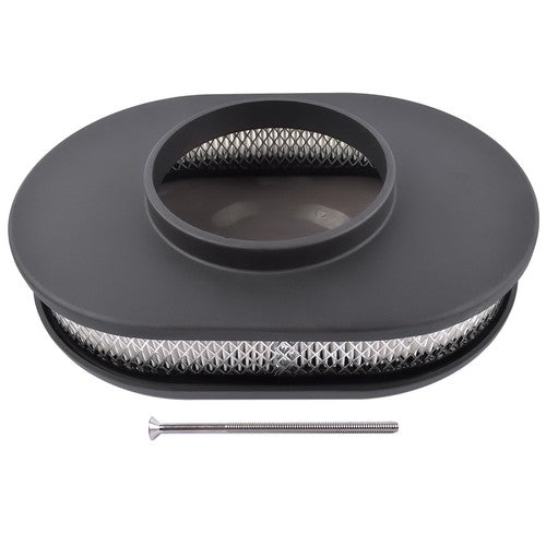 DURAFORCE Black Cast Aluminum Half Finned 12″ Air Cleaner Assembly for Chevy Mopar Classic
