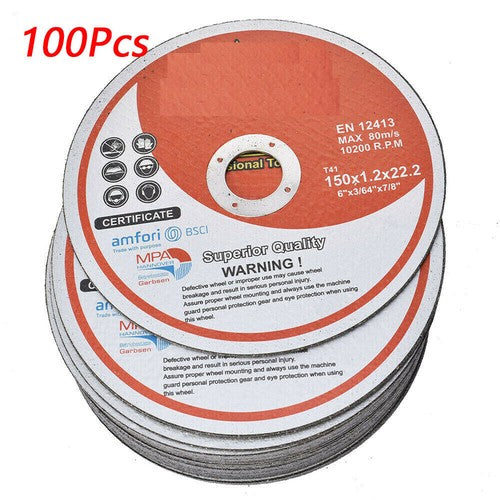 DURAFORCE Pack 100 6"x.045"x7/8" Cut-off Wheel - Metal & Stainless Steel Cutting Discs