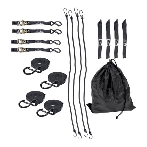 DURAFORCE 4 Pack Steel Ratchet Strap Black Fracture Strength 2200lbs 1in*15ft S Hooks
