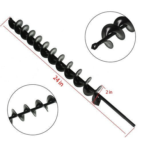DURAFORCE 2" x 24" Auger Drill Bit For Garden Plant Bulb Rapid Planter For 3/8in Hex Drill