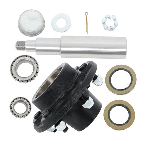 DURAFORCE 1 Set 6-Lug 5.5"Wheel Hub Kit & Round #42 Spindle with Bearing Kit -8 Pieces/Set