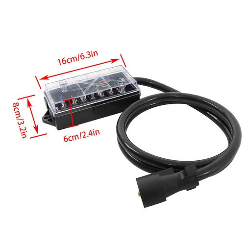 DURAFORCE 7 Way Plug Inline Pre-Wired Trailer BLACK Cord w/Junction Box 6 Ft Wiring Cable