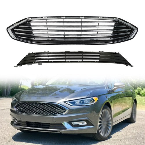 DURAFORCE Suitable For Ford Fusion 2017-2018 Replacement Front Bumper Grille 2-Piece Set