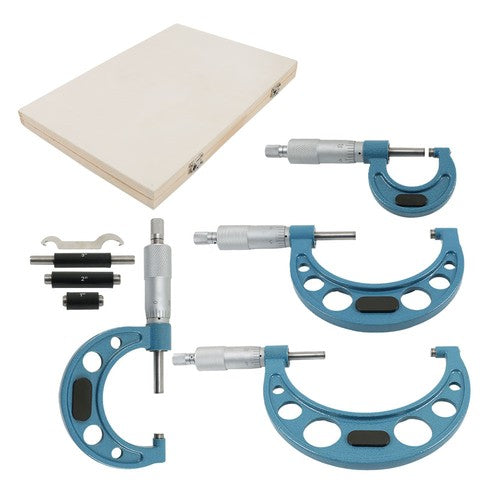 DURAFORCE 0-4"/0.0001" Premium Outside Micrometer Set Machinist Tool Precision Carbide Tip