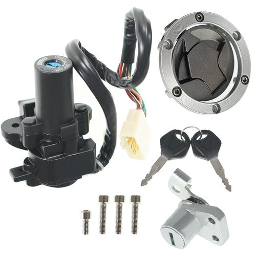 DURAFORCE NEW Ignition Switch Lock Gas Cap Cover Set For Kawasaki Ninja 250R EX250J 08-12