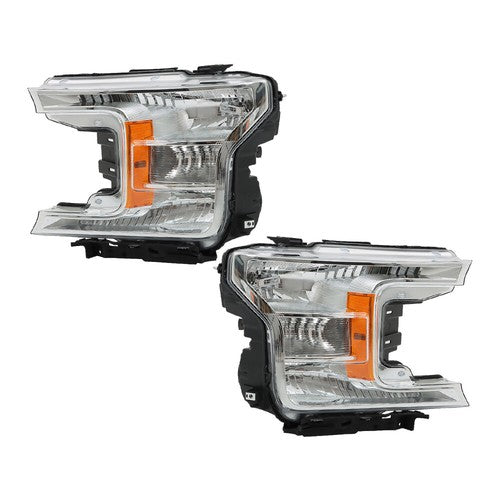 DURAFORCE Fit For Ford F-150 2018 2019 2020 LH+RH Headlights Headlamps Clear Lens Halogen