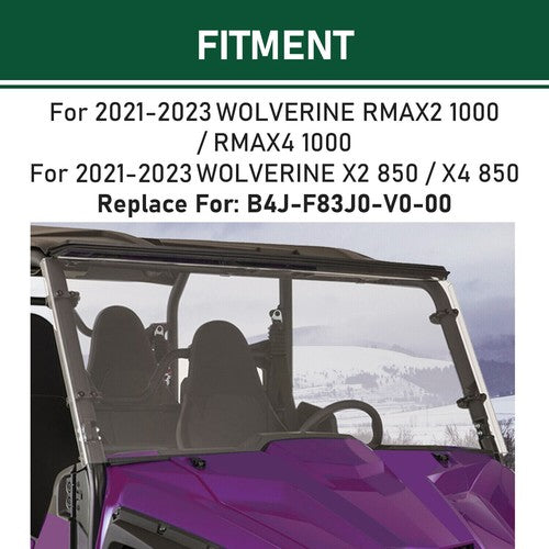 DURAFORCE Front Full Windshield Fit For Yamaha Wolverine RMAX2 RMAX4 X2 1000 X4 2018-2025